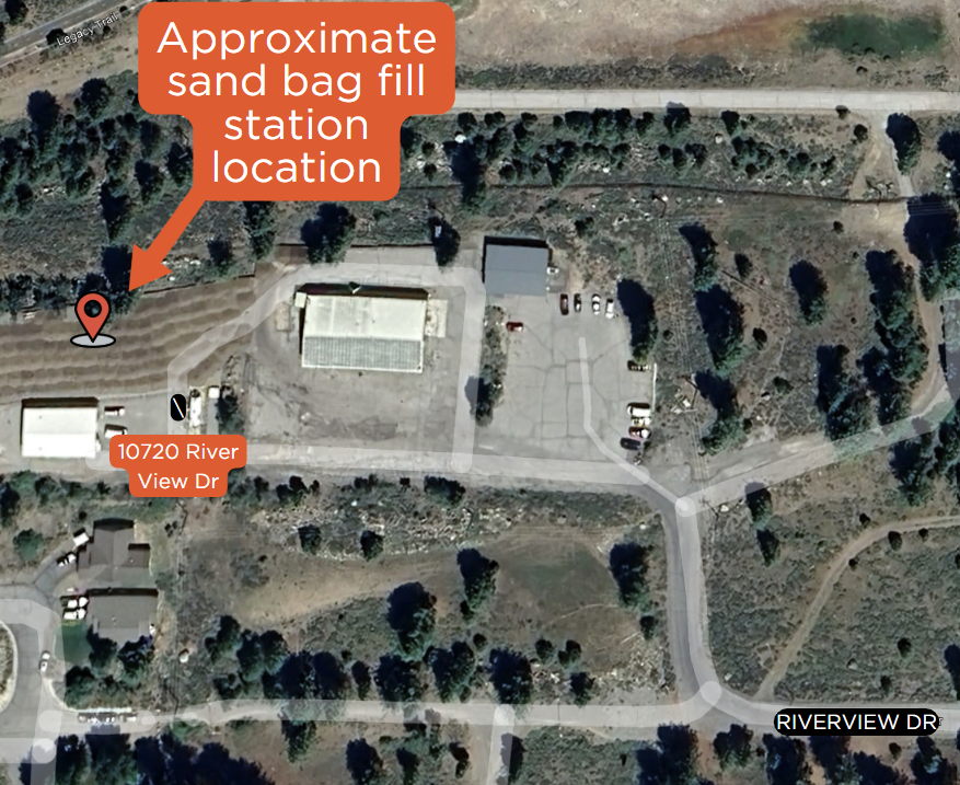 A map showing where the sandbag station is at the old Town of Truckee corp yard site. 