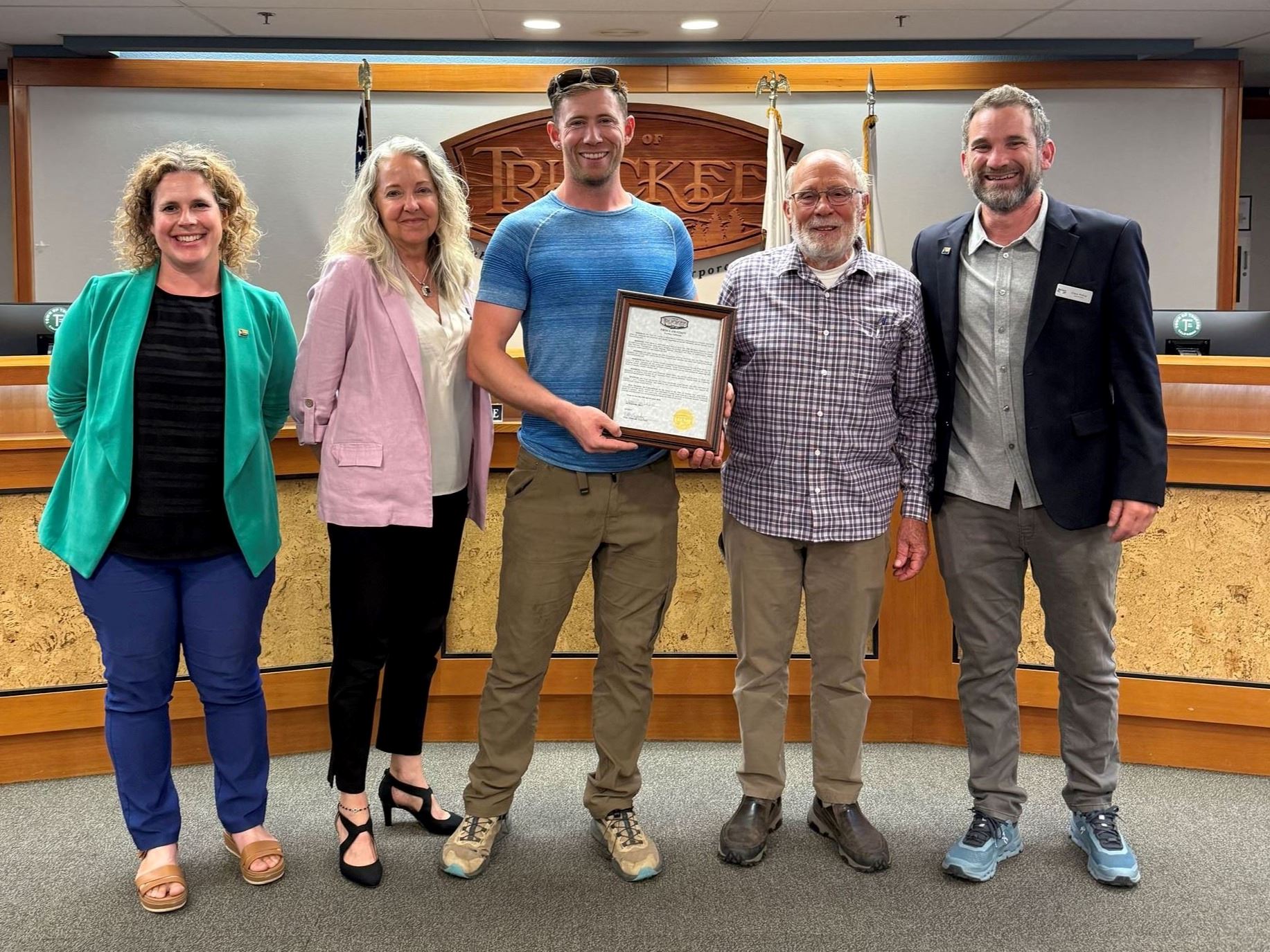 Truckee Town Council stand with Truckee Pride Week Founder and Lead Organizer David Mack