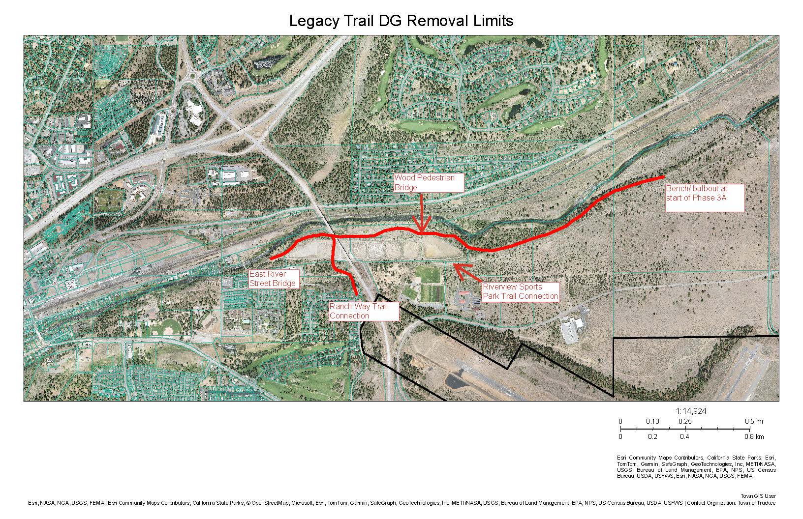 Map of Legacy Trail showing Removal Closure Limits